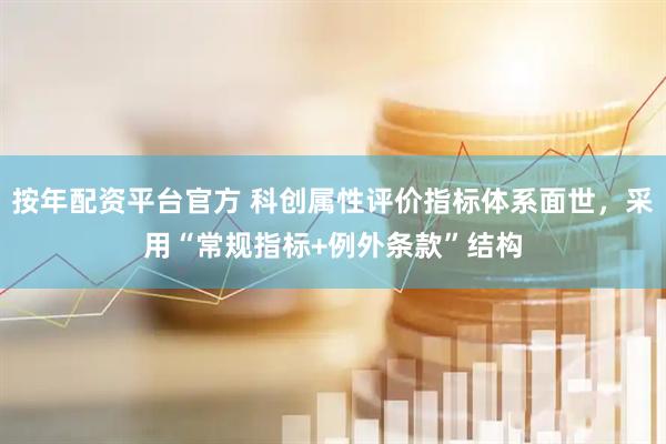 按年配资平台官方 科创属性评价指标体系面世，采用“常规指标+例外条款”结构